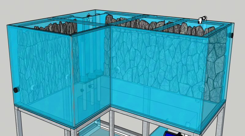 Yleisnäkymä altaasta 3d-taustojen kanssa