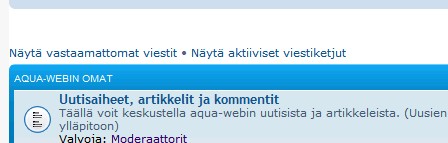 Tältä näyttää kun EI ole kirjautuneena...