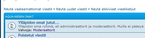 Tältä näyttää kun ON kirjautuneena...